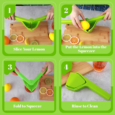 Lemon Squeezer, Fold-Flat Max Juice Extractor Lime Squeezer Effortless Hand Citrus Squeezers With Built-In Strainer Lemon Juicer Squeezers to Squeeze Lemon, Lime, Citrus, Orange(Green)